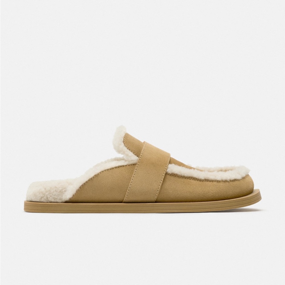 🆕 Zara Faux Shearling Leather Clogs SIZE 9